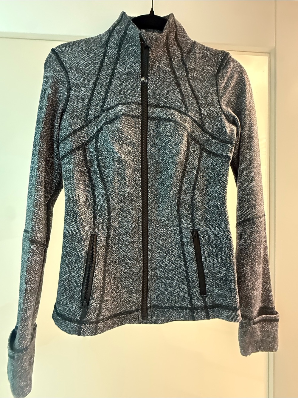 Lu Lu Lemon Women’s Gray Full-Zip Knit Jacket - Athletic Style